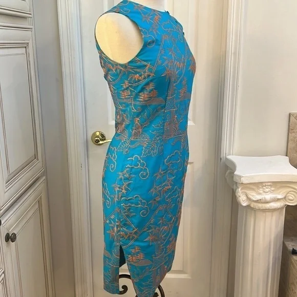 Amazing Vintage Hartly TOCCA Asian Geisha Embroidered Sheath Midi Dress Y2K - Picture 7 of 17